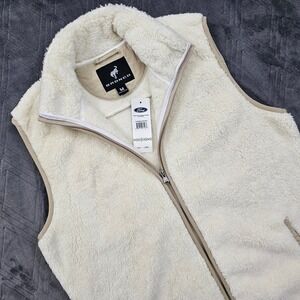 Ford Bronco Vest Women M Cream Tan Sherpa Fleece Zip Outdoor Cozy Car Hiking NEW